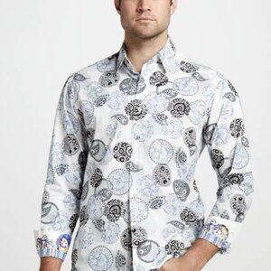 NWT 3XL Robert Graham Long-Sleeve Paisley Luxury Flip Cuff Embroidered Shirt